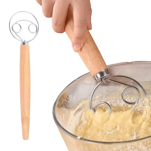 Batidor danés, batidor danés de acero inoxidable para masa perfecta en un instante, escoba de masa como accesorio para hornear pan, batidor de masa, amasadora, batidor de masa, whisk danés como