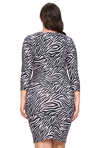 Image of ICONOFLASH Women's 3 /4 Sleeves Midi Bodycon Dress Crew Neck Fitted Dresses with Plus Size Options