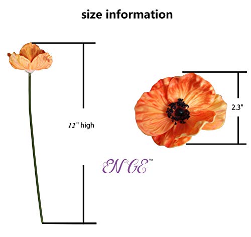 En Ge 10 Stems Mini Artificial Poppies Real Touch Fake Latex Flowers For Bridal Wedding Bouquet Home Kitchen Desktop Party Christmas Thanksgiving Decor (Red) #TOP5