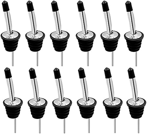 24 Pack Liquor Pour Spouts Set - Stainless Steel bottle spout and Liquor Pourers Dust Caps Covers