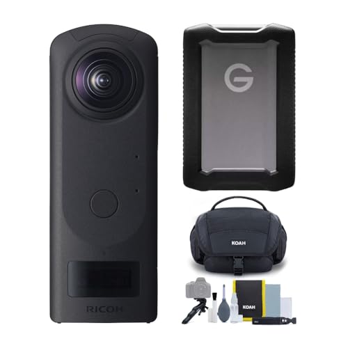 Image of Ricoh Theta Z1 360-Degree Camera Bundle with 5 TB Portable Hard Drive, Gadget Bag with Accessory and Cleaning Kit (3 Items)