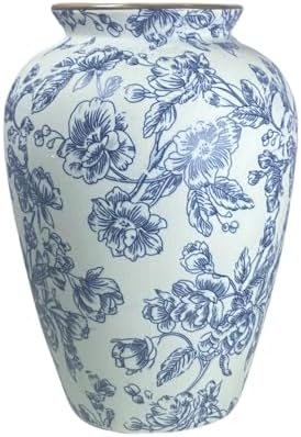 Blue and White Chinoiserie vase - Vintage Ceramic vase with Antiq...
