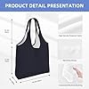 BOAIHH Solid color black Women Canvas Tote Bags Light stylish Large Shopping Bag for Daily Outings Use #4