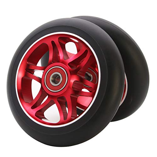 Z-FIRST 2Pcs 110mm Pro Scooter Wheels with ABEC 9 Bearings Fit for MGP Razor Lucky Envy Vokul Pro Scooters Replacement Wheels (A-Red)