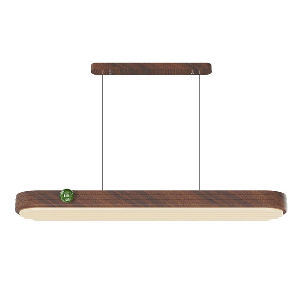 Suspension longue salle à manger lustre LED dimmable 42W métal grain bois