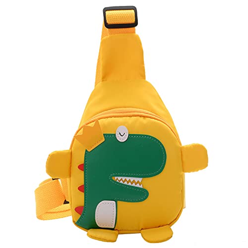 Hiflyer Kids Sling Bags Crossbody Bag, Small Nylon Sling Bag for Travel, Cartoon Dinosaur Sling Bag (Yellow)