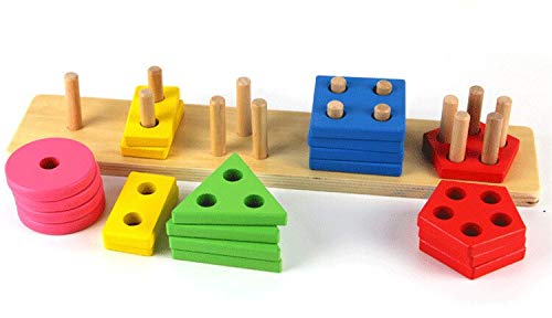 Lalia Steckspiel aus Holz mit Steckbausteinen bunt Holzspielzeug Steckpuzzle Motorik Motorikwürfel Geschenk für Kleinkinder Kinder ab 3 Jahren Spielzeug Holzpuzzle