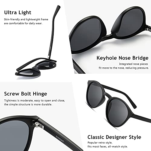 Image of SUNGAIT Classic Round Polarized Sunglasses Retro Vintage Style UV400
