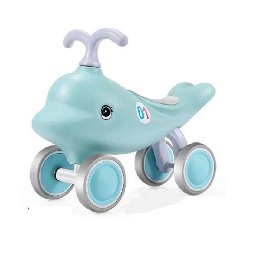 UKR Ride-On Dolphin Blue 4 Wheels Kids' Balance Ride on Animals Push Toy Toddlers Activity