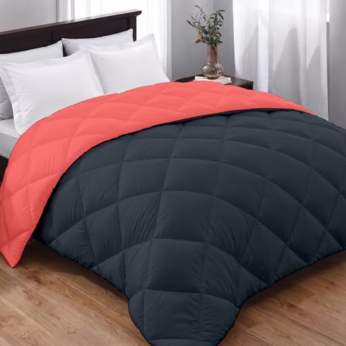 Image of AYKA Reversible Comforter 220 GSM Microfiber Reversible AC Comforter /Blanket for Winter /Quilt /Duvets for King Size Single Bed Comforter (60 * 90, Red & Charcoal)| TC - 220
