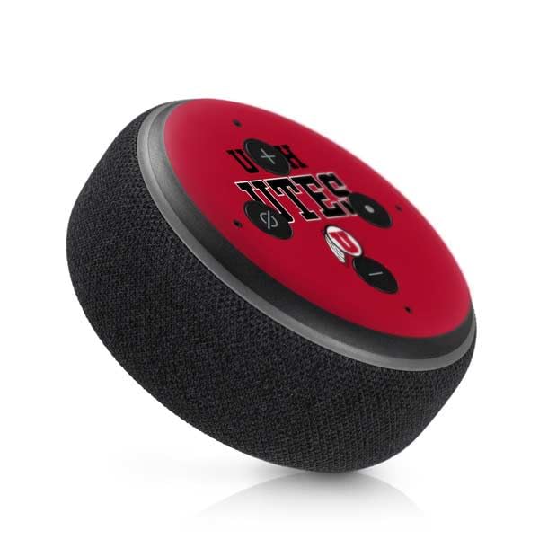 Skinit Decal Audio Skin Compatible with Amazon Echo Dot 3 - Officially Licensed University of Utah Utes Text on Red Design