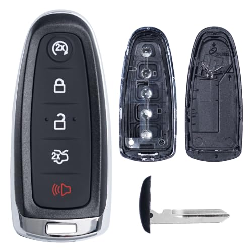 SUPALAND Key Fob Shell Case Replacement Fits for Ford Edge Explorer Focus Taurus Flex Expedition Lincoln MKS MKT MKX Navigator 2011 2012 2013 2014-2017 Keyless Entry Remote Control 5 Button Pad Cover