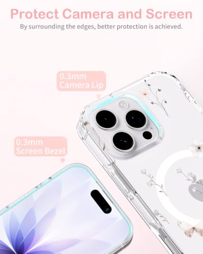 Coque antichoc iPhone 16 Pro Max MagSafe fine finie les rayures fleurs - 5