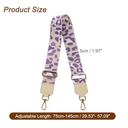 Image of uxcell Wide Shoulder Strap, 5cm Adjustable Purse Strap Replacement Crossbody Strap for Shoulder Bag Wallets, Light Purple, Bronze Square Mouth Buckle