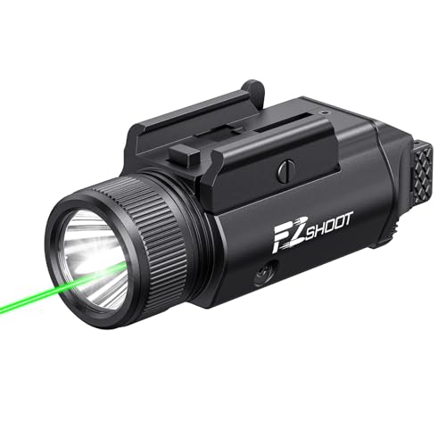 EZshoot 2400 Lumens Laser Light Combo with Strobe Mode, High Lumen Tactical Light for Pistol, Magnetic Rechargeable Green Laser Light with Quick Install Adjustable Slide Rail for Picatinny GL Rail - EZshoot
