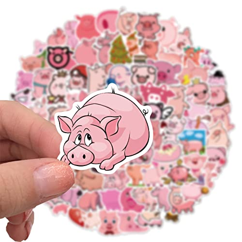 Pig Stickers - 100 Pcs Animals Piglet Waterproof Pink Cute Kawaii Decals For Laptop Water Botter Suitcase Diy Aesthetic Vinyl Stickers For Birthday Party Scrapbook Skateboard Phone Case Decorations (Piglet) #TOP1