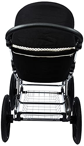 Friedrich Hugo PCS_NL-B2-2IN1-GC-R5-BLACK Natureline Uni, 2 in 1 Kombi Kinderwagen, Öko Nostalgie Kinderwagen, Edward Night Silver, silber