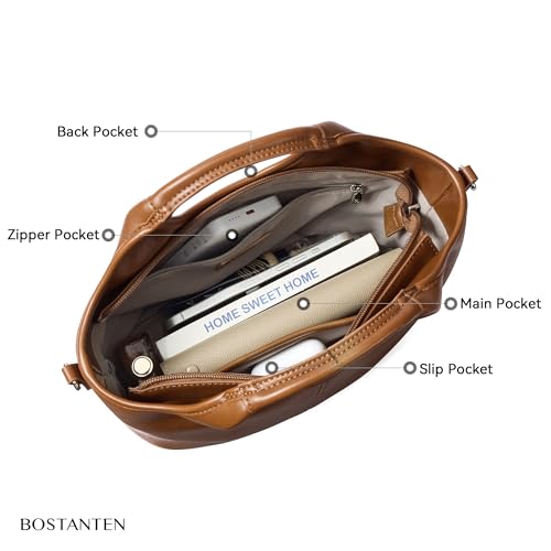 Image of BOSTANTEN Vegan Leather Purses for Women Soft Crossbody Zip Satchel Handbag
