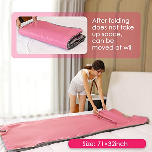 Jkiui Sauna Blanket With Sleeves Sauna Blanket Linings Upgraded Hand Stretch Design Infrared Sauna Blanket Help Relieve Pain/Detox Infrared Blanket For Relaxation At Home Pink #TOP1