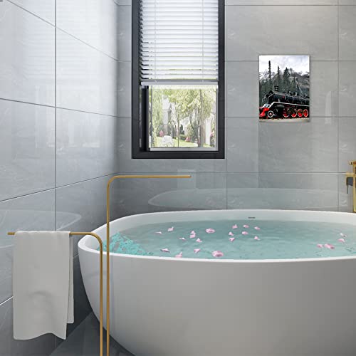 Black Red Wall Decor Train Snow Mountain Pictures For Bathroom Bedroom Office Kitchen Canvas Wall Art Farmhouse Painting Artwork Prints Poster Modern Home Wall Decorations Framed 12" X 16" #TOP6