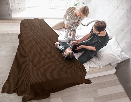 Miniatura 7 de Utopia Bedding Manta Tipo Gofre De Algodón De 300 Gsm Marrón - 274x228 Cm , Edredón Suave, Ligero Y Transpirable Para Todas Las Estaciones