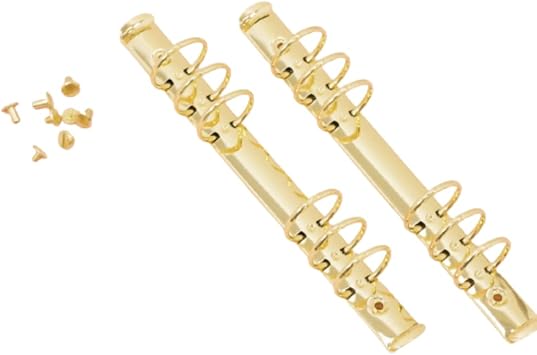 Craftelier - Kit of 2 Mechanisms for 6-Ring Filing Cabinets | Size Approx. 22,7 cm - Diameter of Rings 3,3 cm - Distance Between Rings 1,9 cm | Includes 8 Fixing Brackets | Gold Color