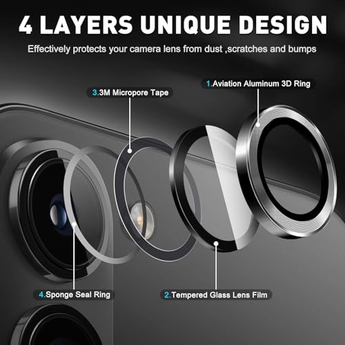 Image of TechTrendz Camera Lens Protector Ring for Samsung Galaxy Z Fold 7 Camera Aluminum Alloy Rings, Ultra-HD Full Coverage Anti Scratch Metal Ring, Z Fold 7 Camera Lens Protector (3 Ring Included) (Black)