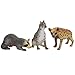 Gemini&Genius Wildlife Animals Action Figure Toys for Kids-3Pcs Woodland Creatures Hyena Lynx Raccoon Toy Figurines, Great for Cake or Cupcake Toppers, Party Favors, Decors