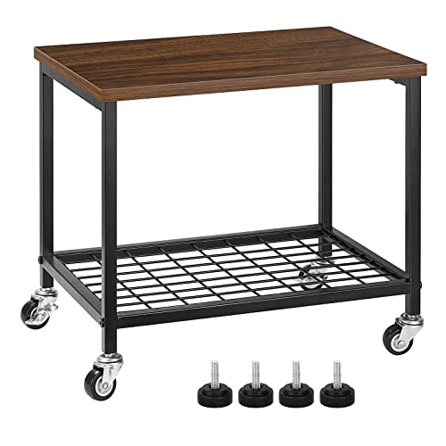 Support De Support D'imprimante De Bureau à 2 Niveaux, Petite étagère D' Imprimante, étagère De Rangement Pour Organisateur De Bureau, Pour Faxhine, Scanner, Fichiers, Livres/noyer Noir/57 * 34