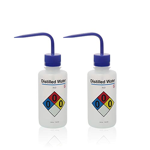 Labvida 2pcs of Safety Wash Bottles, Vol.500ml 17oz, Distilled Water Wash Bottle, LDPE Material,...