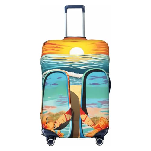 Flip Flops Travel Luggage Cover Suitcase Protector Washable Elastic Suitcase Cover Anti-Scratch Luggage Protector Travel Suitcase Baggage Cover Fits 18-32 Inch Suitcase X-Large