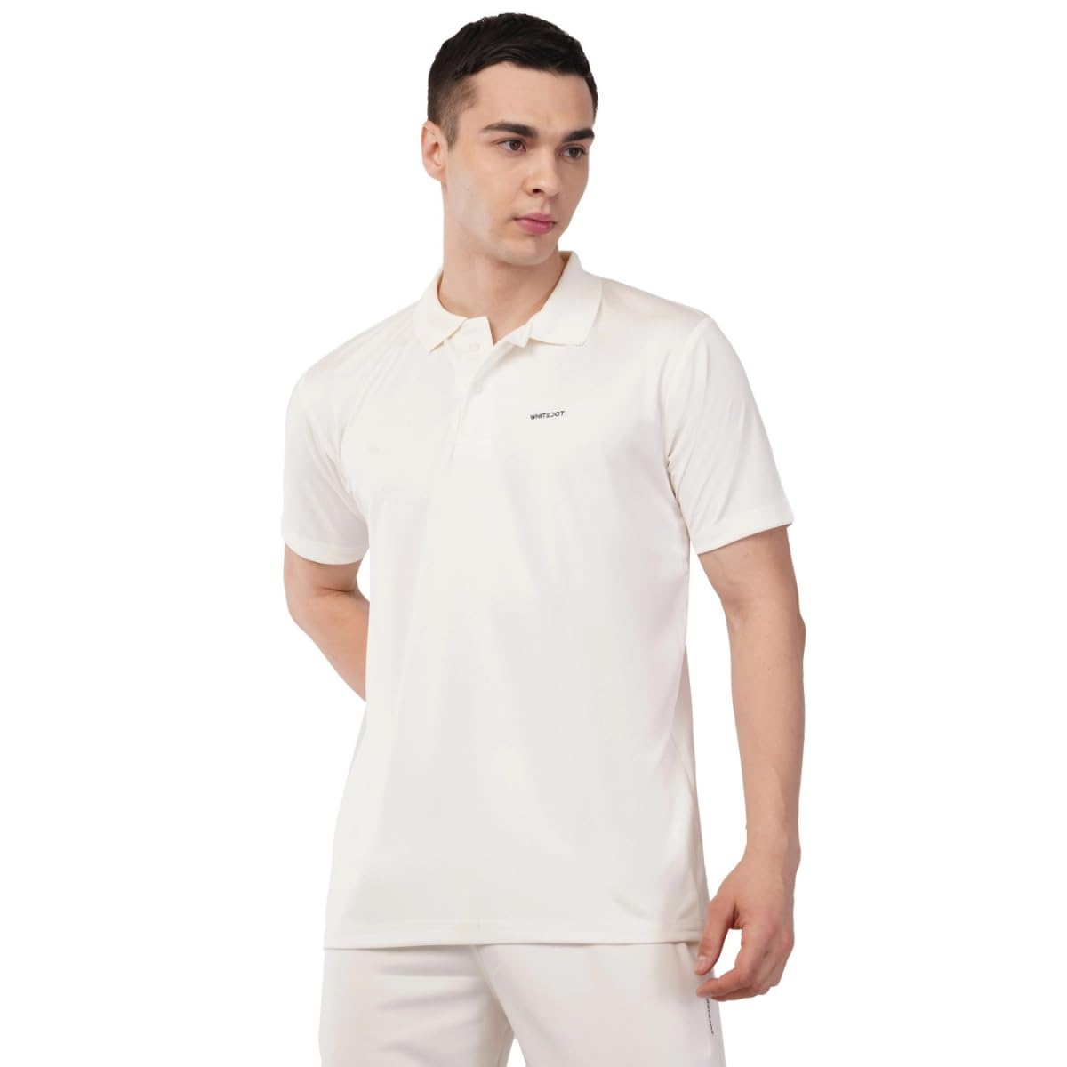 Whitedot Novelty Men’s Quick Dry Cricket Polo T-Shirt | Moisture Wicking Sports T-Shirt | Half Sleeves Athletic Collared Tee | Breathable Lightweight Activewear | Off White, X-Large-image-33
