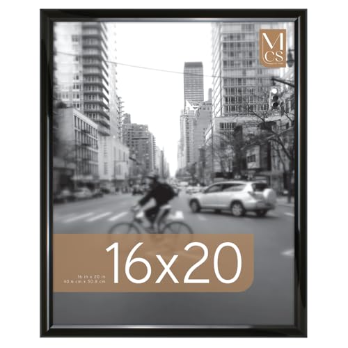 MCS Trendsetter 16x20 Poster Frame Black High-Gloss, Vertical & Horizontal Wall Hanging Large Picture Frame for Photos, Posters & Art Prints (1-Pack)