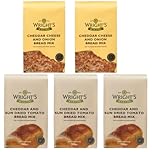 Cheddar & Onion Bread Mix 2X500g & Cheddar & Sundried Tomato Bread Mix 3X500g – Savoury for Bread Maker & Oven Baking – No Yeast Needed – For Loaves, Rolls & Pizza Bases