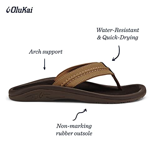 OLUKAI Hokua Men's Beach Sandals, Quick-Dry Flip-Flop Slides, Water Resistant & Wet Grip Rubber Soles, Compression Molded Footbed & Soft Comfort Fit4