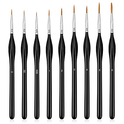 9 Stücke Aquarellpinsel Set Feine Detail Acryl Pinsel für Acrylfarben Wasserfarben Miniaturen Aquarell Ölgemälde und Nageldesign Cover