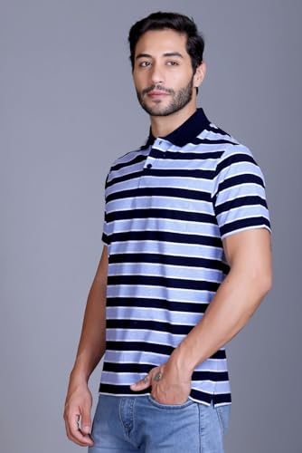 Image of SANE ORIGINALS Half Sleeve Polo T-Shirt for Men with Pocket || Stripe Collar and Pocket T-Shirt for Men Half Sleeves