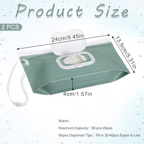 2 Pack Wipes Dispenser, Refillable Baby Wipe Holder Bag Portable Baby Wipes Container on The Go Reusable Travel Wet Wipes Bags Pouch for Outdoor Outing Camping Hiking (Pink, Cream)