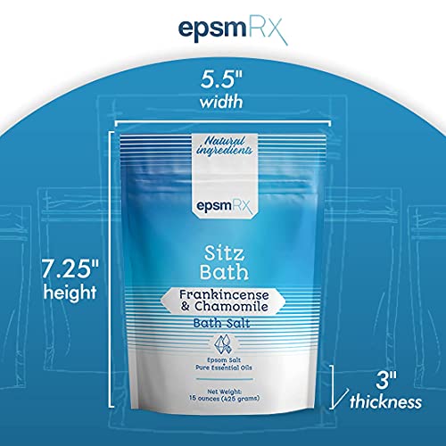 Epsmrx Sitz Bath Salt 15 Oz Epsom Salt Bath Soak Pouch, Frankincense Essential Oil, Chamomile Essential Oil #TOP4