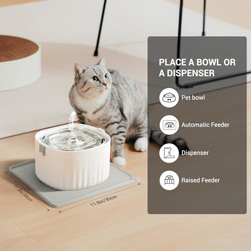 Coomazy Silicone Dog Food Mat for Dogs and Cats - Waterproof, Non-Slip Feeding Mat for Floors (S: 11.8x11.8in, Grey)