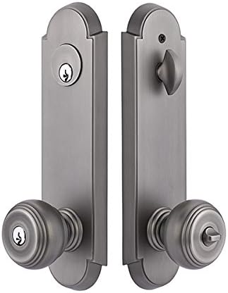 EMTEK Annapolis - Cerradura de dos puntos, cilindro doble con pomo Waverly acabado a juego, disponible en 10 acabados, 5318W, Brass, 5318