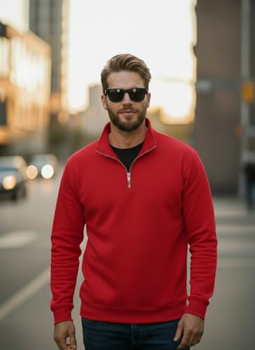 Image of Mack Jonney Men's Fleece Half-Zip High Neck Sweatshirt | Warm & Stylish Winter Wear -JM4380