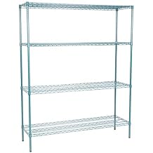 18" x 60" NSF Green Epoxy 4-Shelf Kit with 74" Posts, Heavy Duty Storage Shelving, Wire Shelving Kit, NSF Commercial Storage Rack Unit