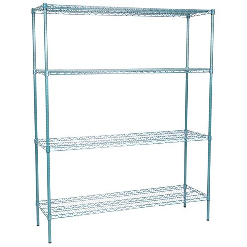 Zedfire 18" x 60" NSF Green Epoxy 4-Shelf Kit with 74" Posts, Heavy Duty Storage Shelving, Wire Shelving Kit, NSF Commercial Storage Rack Unit
