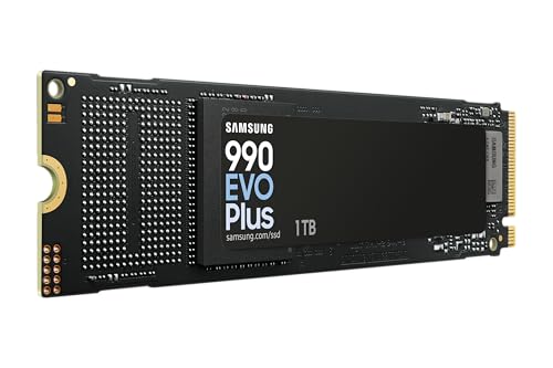 Samsung SSD Interne 990 EVO Plus, NVMe 2.0 PCIe 4.0 x 4 / 5.0x2, 1 To, Vitesse de lecture jusqu'à 7250 Mo/s, Idéal pour le gaming et la bureautique, MZ-V9S1T0BW