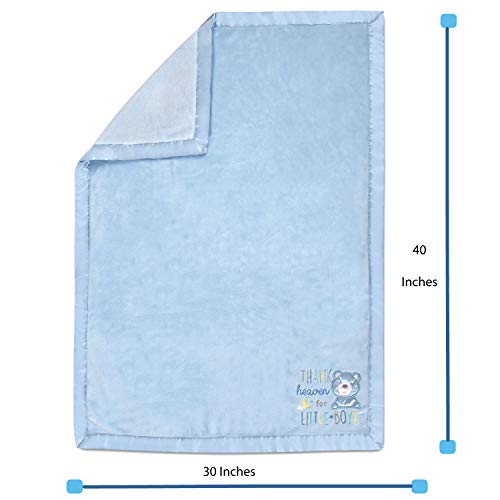 Image of 30x40 Fleece Baby Nursery Blanket with Satin Trim for Boys, Girls, and Unknown Gender Baby (Blue)