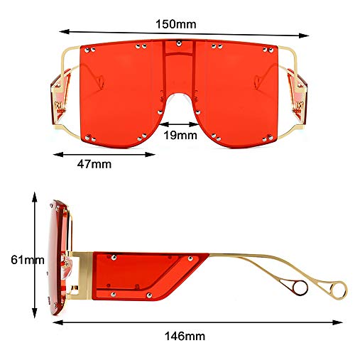 Image of COTIA /Fashion Square Sunglasses Women New Oversized Mirror Men Shades Glasses Luxury Brand Metal Rivet Fashion Female Eyewear