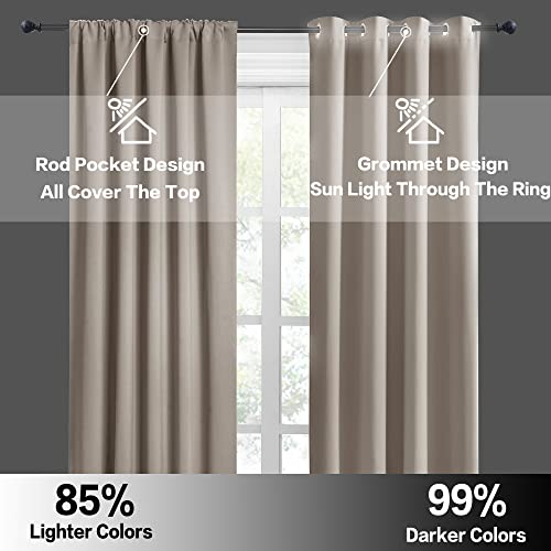 RYB HOME 45 inch Curtains for Kitchen Room Darkening Privacy Mini Curtain for RV Camper Bathroom Small Window, Width 34 x Length 45 inch, 2 Panels Set, Sand