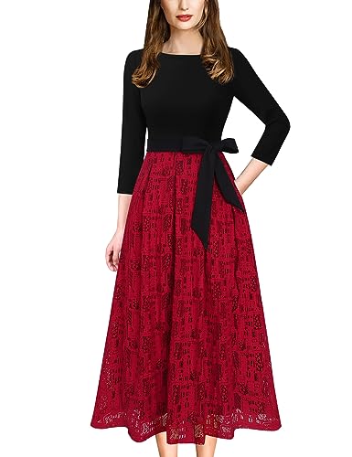 Image of VFSHOW Womens Work Business Casual Church Pockets Belted A-Line Midi Dress