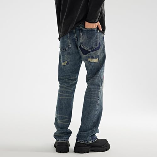 Jeans Pants Trouser Denim Spring and Autumn Heavy Weight High Street Piercing Men's Loose Classic Rascal Trendy Casual3